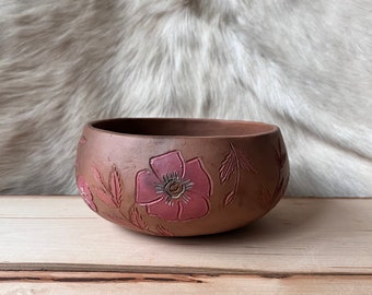 Wild Rose Bowl // Pit Fire Pottery