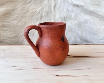 Small Red Wild Clay Mug // Pit Fire Pottery