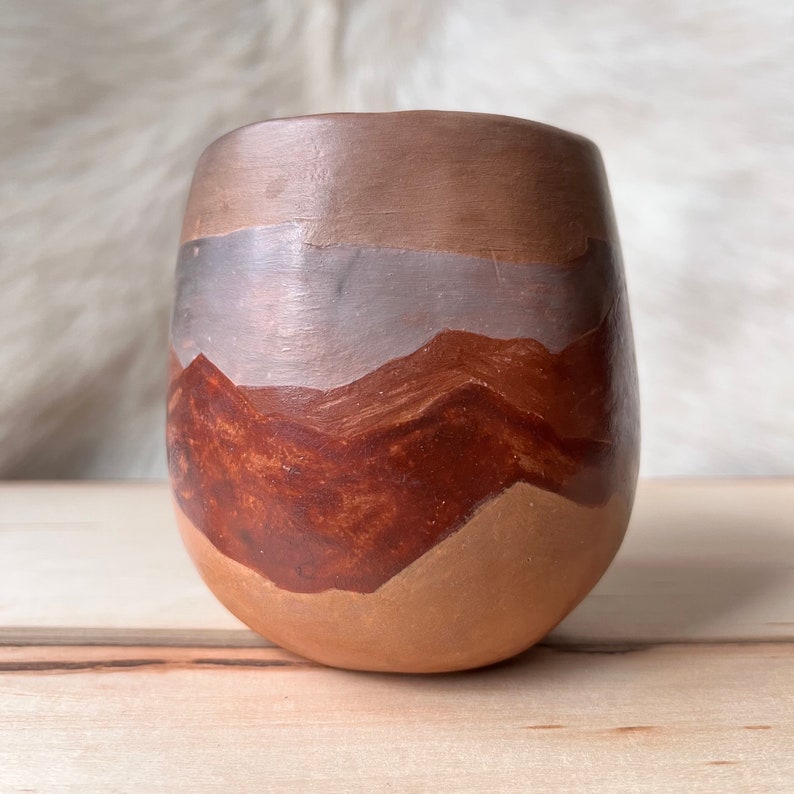 Painted Mountains Cup // Pit Fire Pottery image 2
