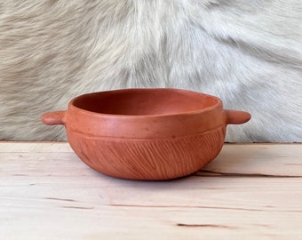 Small Clay Bowl with Handles // Pit Fire Pottery