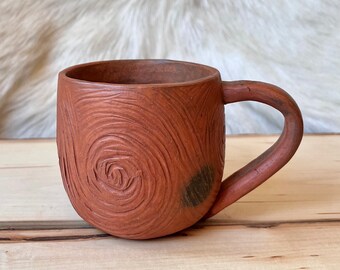 Rustic Triple Spiral Wild Clay Mug // Pit Fire Pottery