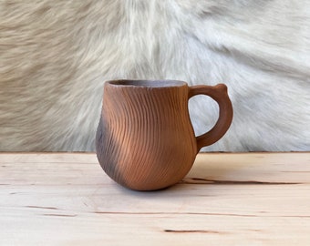 Rustic Spiral Wild Clay Mug // Pit Fire Pottery