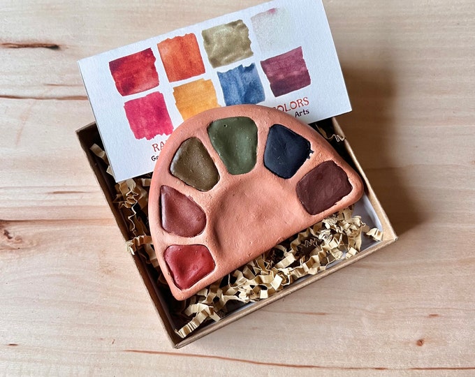 Rainbow Earth Watercolors  ((earth pigments, hand made watercolor, clay palette))