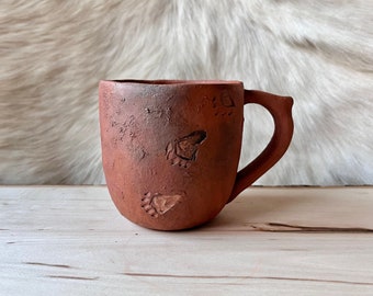 Rustic Wild Clay Bear Tracks Mug // Pit Fire Pottery