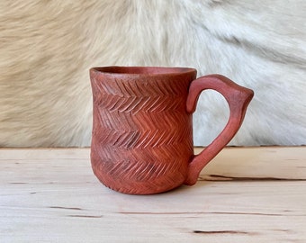 Rustic Fire Licked Red Mug // Pit Fire Pottery