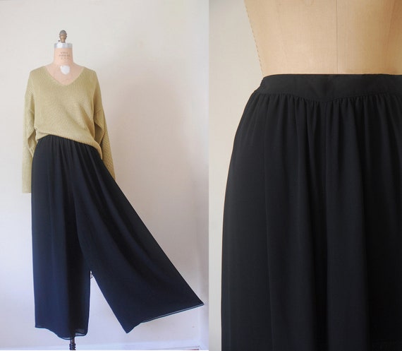 wide leg pants, sheer black pants
