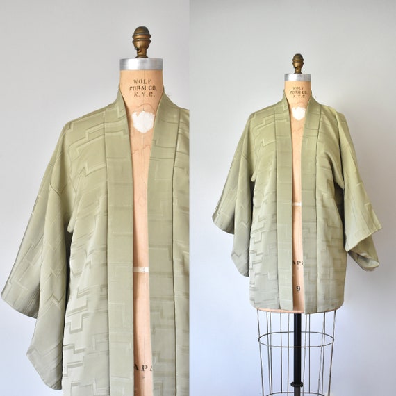 olive green kimono robe, silk robe, boudoir linger