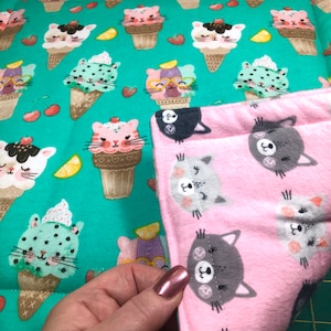 Cat blanket/Ice Cream Cone kitty Blanket/mat/ handmade/flannel blanket/ice cream/springtime/Kitty quilt/cats/cat bed/cat gift/cat rescue/
