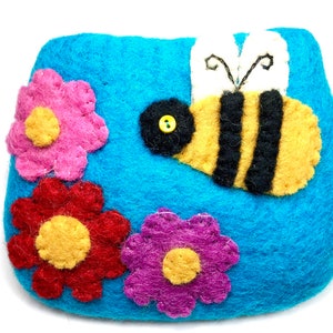 Felted bumblebee bag/bumblebee/bee/blue/blue bee bag/birthday gift