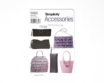 Vintage Simplicity Pattern- 2003 Six Different Styles of Evening Bags with Ruffles, Bows, and Roses