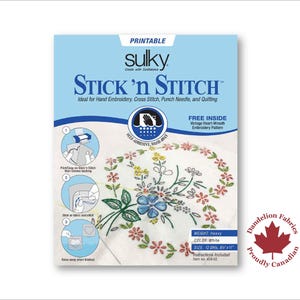 Stick &#39;n Stitch- Sulky- Printable embroidery paper adheres to fabric and rinses away- Medium Weight- White- 8 1/2&quot; x 11&quot;