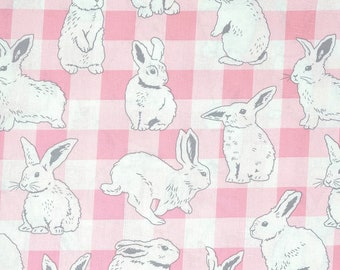 Bunny Hop Pink Plaid Cotton Fabric- 100% Cotton Plain Weave- Printed Quilting Cotton- Broadcloth