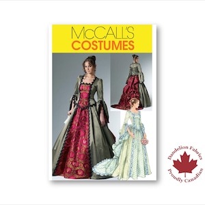 Victorian Bustle Dress- McCall&#39;s Pattern- Fitted bodice, laced back, pleated skirt, bustle, detachable train- Sizes 6-20- M6097