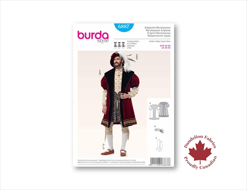 Men's English Renaissance- Burda Pattern- Tudor Style Coat With Fur ...