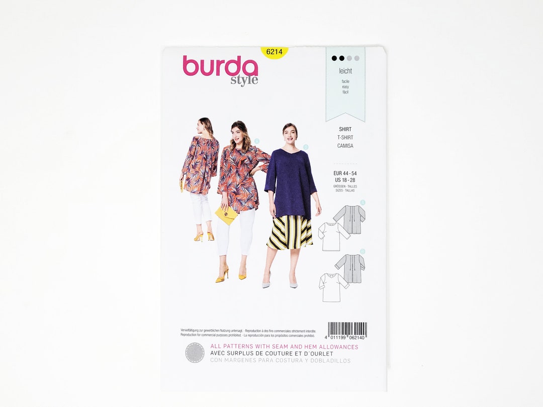 Tunic Top Pattern- Burda Pattern- Blouse With Pleated Back Neckline, 3/ ...