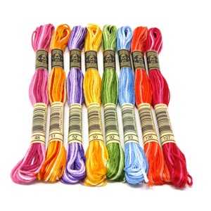DMC Multi-Colour Embroidery Floss- 8-piece pack of Bright Embroidery Floss