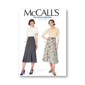 1930s Flared Skirt- McCall&#39;s Pattern- Asymmetric yoke detail, box pleats or gores, raised waist, midi length, belt option- Sizes 6-22- M6993