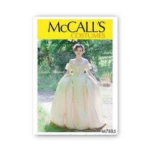 Rokoko-Kleidmuster - McCall's Pattern - Ohne Knochen, mit Rückenschnürung, Puffärmeln und plissiertem Rock mit voller Patrone - Größen 6-22- M7885