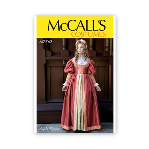 Renaissance Dress Pattern- McCall's Pattern- Boned bodice with front lacing, Juliet sleeves, and long gathered skirt- Sizes 6-22- M7763