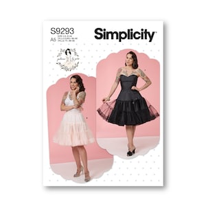 Boned Slip Petticoat- Simplicity Pattern- Strapless, boned bodice, side zipper, tulle skirt; petticoat with elastic waist- Sizes 6-22- S9293
