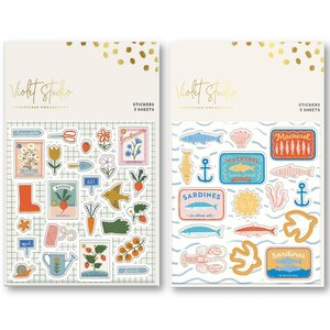 Pegatinas de verano para scrapbooking - Violet Studio - Jardinería y náutica - 3 hojas de pegatinas de papel por paquete