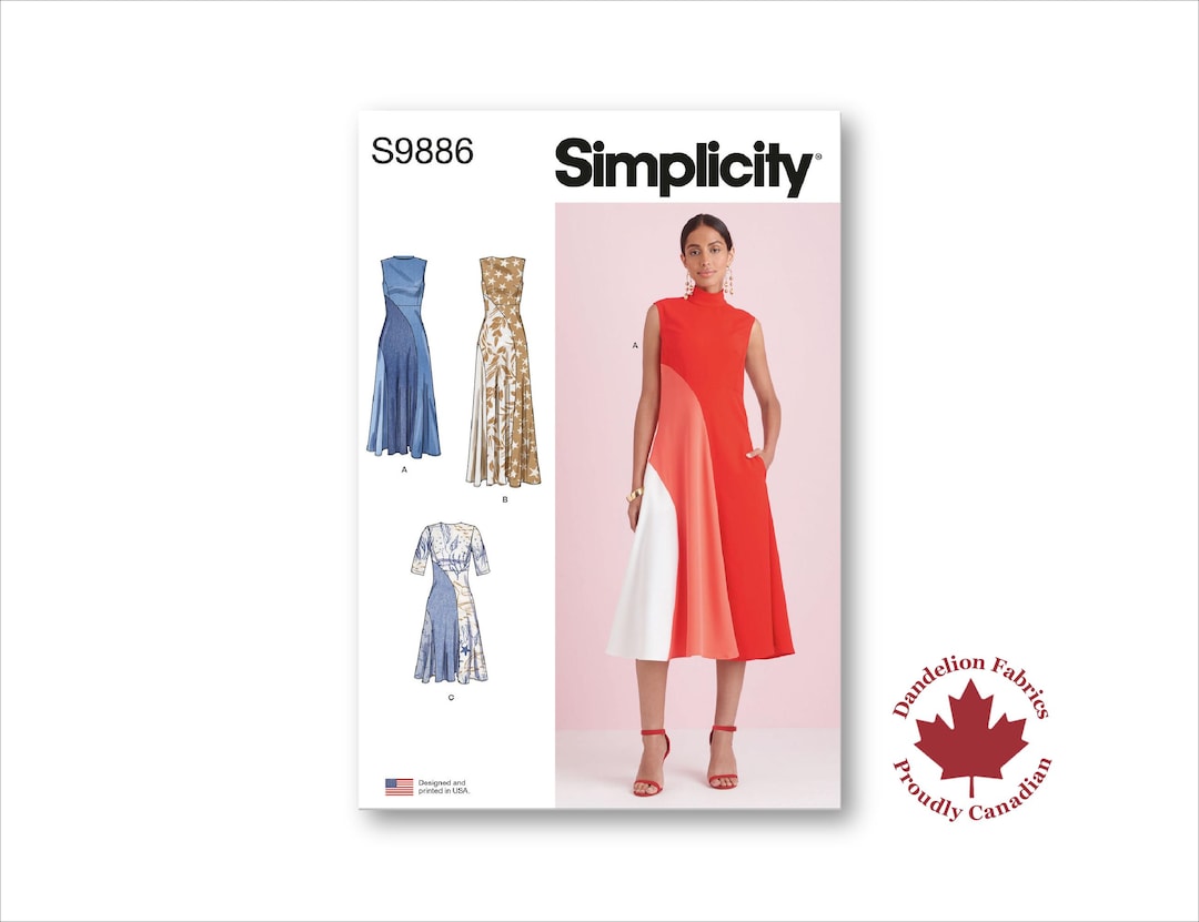 Colour Block Dress- Simplicity Pattern- Fitted Bodice, Jewel Neck
