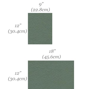 May include: Select a Size: 9 inches (22.8 cm), 12 inches (30.4 cm), 18 inches (45.6 cm). Two green fabric squares with different dimensions.