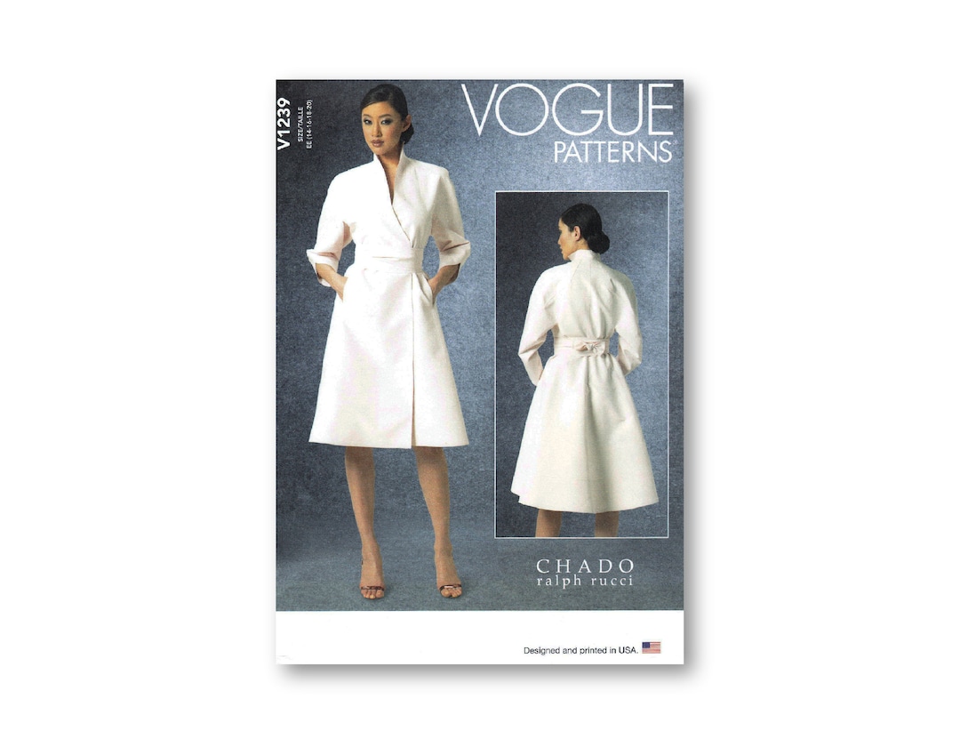 Coat Dress Pattern- Vogue Pattern- Wrap Dress With V-neckline, Pockets ...