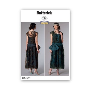 1920s Dress Pattern- Butterick Making History- Lace overdress with dropped waistline and sash- Flapper dress- Sizes 6-22- B6399