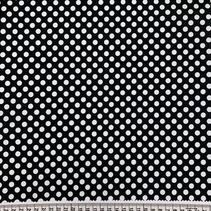 Black Polka Dot Fabric- 100% Cotton Plain Weave- Printed Quilting Cotton- Broadcloth
