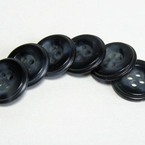 Black/Grey Buttons- 4 Hole- 11/16&quot;- Set of 6