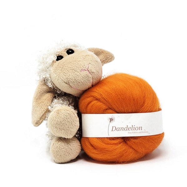 Rovings de laine - Corriedale Wool (100%) - Orange Crush 25g (.88oz)