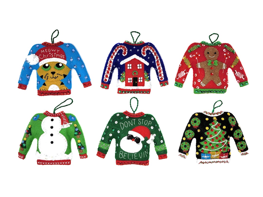 Ugly Holiday Sweaters Kit Makes 6 Ornaments Etsy