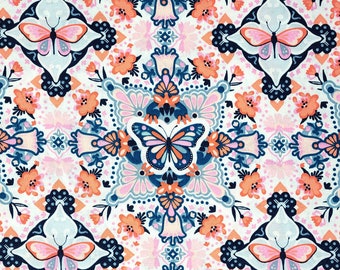 Flowers and Butterflies Print- Cotton Quilting Fabric