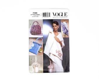 Vintage Vogue Pattern- 1990s Evening Handbags and Wrap with Rose Details