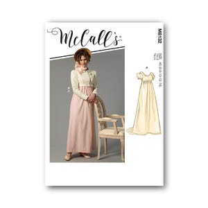 May include: McCall's sewing pattern M8132 for a dress with a white bodice and a pink skirt. The pattern is for sizes 6-8-10-12-14.