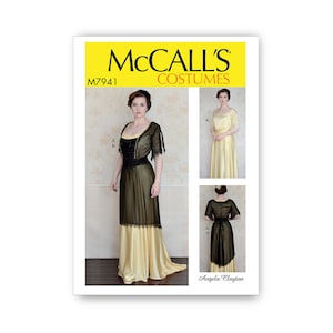 Robe à superpositions des années 1910 - Modèle McCall&#39;s - Robe de cérémonie du début du XXe siècle, doublée, corsage désossé avec fronces et détails en dentelle - Tailles 6-22- M7941