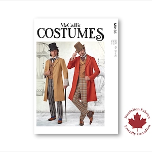Men&#39;s 19th Century Outfit- McCall&#39;s Pattern- Frock coat, double-breasted waistcoat/vest, & fly front trousers, pockets- Sizes S-XXXL- M8185