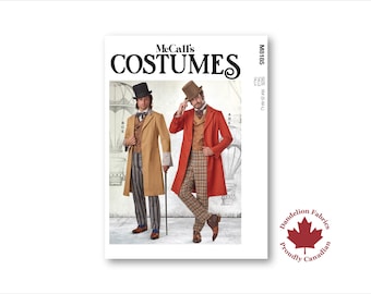 Men's 19th Century Outfit- McCall's Pattern- Frock coat, double-breasted waistcoat/vest, & fly front trousers, pockets- Sizes S-XXXL- M8185