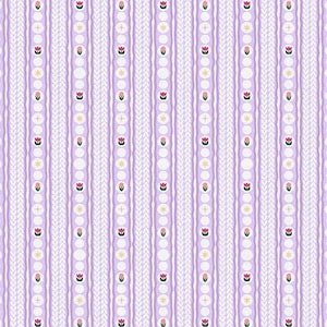 Purple Floral Stripes- 100% Cotton Plain Weave- Printed Quilting Cotton- Broadcloth- Purple, White, and Pink