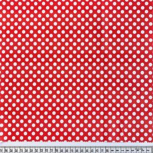 Red Polka Dot Fabric- 100% Cotton Plain Weave- Printed Quilting Cotton- Broadcloth