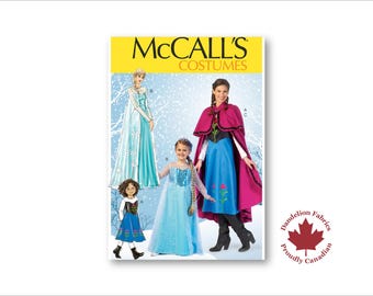 Ice Princess Costume- McCalls Pattern- 2 different dress styles and cape- Sizes- Kids 3-14 Adults- S-XL- M7000