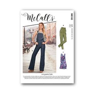 Overalls or shorts- McCall&#39;s Pattern- Slim fitting with bib front, high back, pockets, flared or straight leg variation - Sizes 6-22- M8162