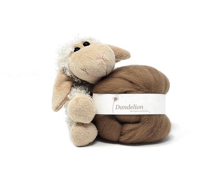 Wool Roving A Rabbit Wool Rovings - Corriedale Wool (100%) - Baby Bunny Brown- 25g (.88oz ...