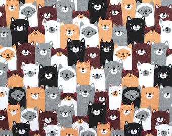 Gestapelde kattenprint - katoenquiltstof