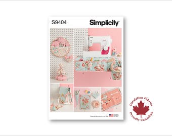 Sewing Room Accessories- Simplicity Pattern- Mat/cover, scrap bag, pin cushion, fabric weight, scissor case, needle case, organizers- S9404