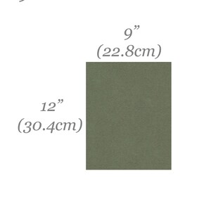 May include: A green fabric swatch measuring 9 inches by 12 inches, or 22.8 centimeters by 30.4 centimeters.