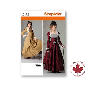 Steampunk Coat & Skirt- Simplicity Pattern- Victorian inspired coat, flared skirt; bustier; gathered skirt, pleated hem- Sizes 6-22- 2172