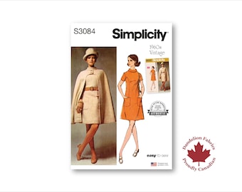 【s】bibiy MELINDA CAPE 1960s Misses' Cape and Dress Simplicity Sewing Pattern S3084 Uncut
