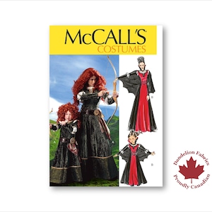 Disfraz de princesa medieval - Patrón McCalls - Costuras princesa, falda acampanada, escote con volantes, cordones - Tallas: Niños 3-8 Adultos: S-XL - M6817